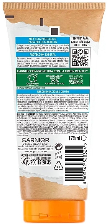 Sunscreen Milk - Garnier Delial Sensitive Advanced Protector Milk SPF50+ Ceramide Protect — photo N13