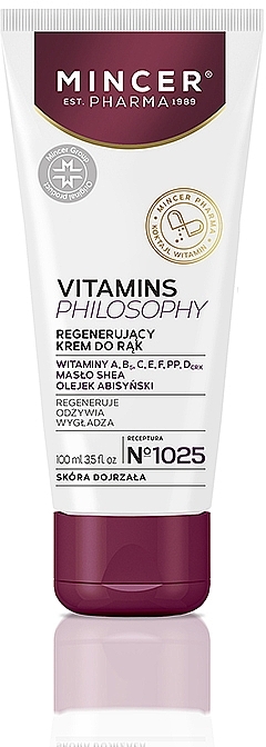 Regenerating Hand Cream - Mincer Pharma Vitamin Philosophy Regenerating Hand Cream 1025 — photo N1