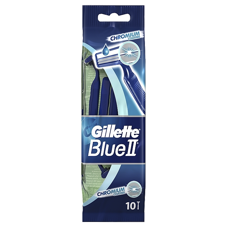 Disposable Shaving Razor Set, 10 pcs - Gillette Blue II Chromium — photo N1
