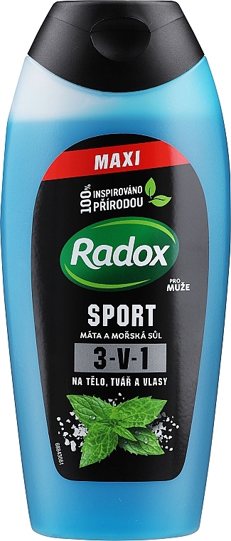 Shower Gel 3-in-1 "Mint and Sea Salt" - Radox Men XXL Sport 3in1 Shower Gel — photo N1