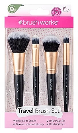 Makeup Brush Set, 8 pcs. + Cosmetic Bag - Brushworks Travel Makeup Brush Set — photo N1