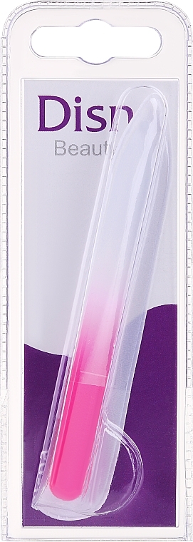 Glass Nail File, 9 cm, white and pink - Disna — photo N1