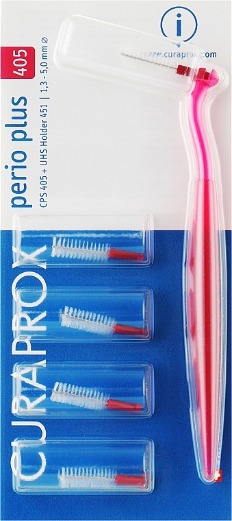 Interdental Brush Set "Perio plus", CPS 405 with red holder - Curaprox — photo N1