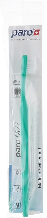 Kids Toothbrush "M27", green - Paro Swiss Isola F (polyethylene package) — photo N1