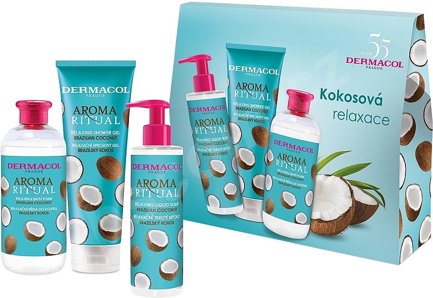 Set - Dermacol Aroma Ritual Brazilian Coconut (sh/gel/250ml + soap/250ml + bath/foam/500ml) — photo N3