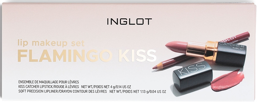 Set - Inglot Lip Makeup Set Flamingo Kiss (lipstick/4g + lipliner/1.13g) — photo N1