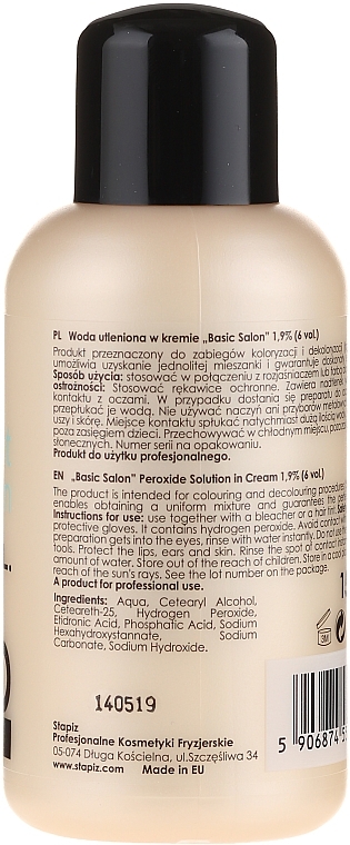 Creamy Oxydant Emulsion 1,9% - Stapiz Professional Oxydant Emulsion 6 Vol — photo N15