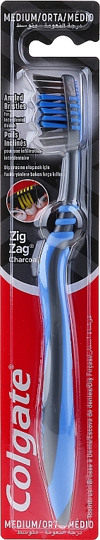 Zig Zag Charcoal Toothbrush, medium, black-blue - Colgate — photo N1