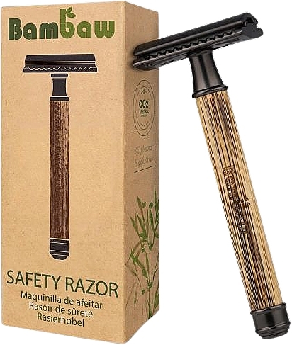 Reusable Razor with Bamboo Handle & Refill Blade - Bambaw Bamboo Safety Razor Slim Dark — photo N1
