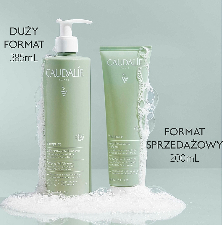 Cleansing Gel for Combination & Acne-Prone Skin - Caudalie Vinopure Purifyng Gel Cleanser — photo N43