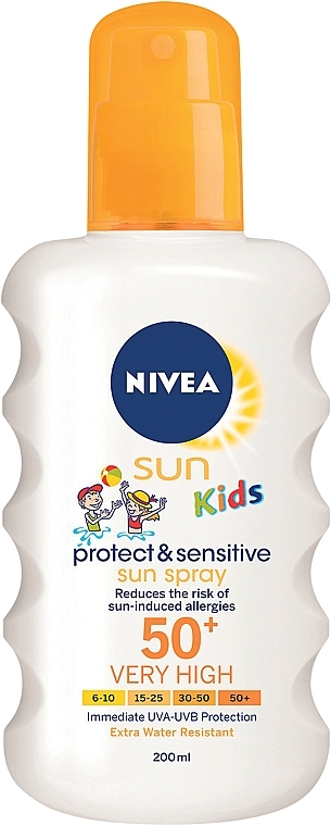 Kids Sunscreen Spray - NIVEA Sun Kids Protect & Sensitive Spray SPF50+ — photo N2