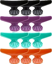 Fragrances, Perfumes, Cosmetics Fashion Hair Plastic Multicolored Hair Clamps, purple + black + orange + turquoise - Comair