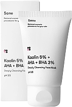 Fragrances, Perfumes, Cosmetics Salicylic Acid Face Mask for Problem Skin - Sane Kaolin 5% + AHA + BHA 3% Deeply Cleansing Face Mask