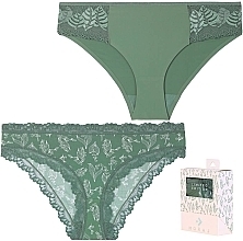 Fragrances, Perfumes, Cosmetics Women Panties Set, green + green with print - Moraj