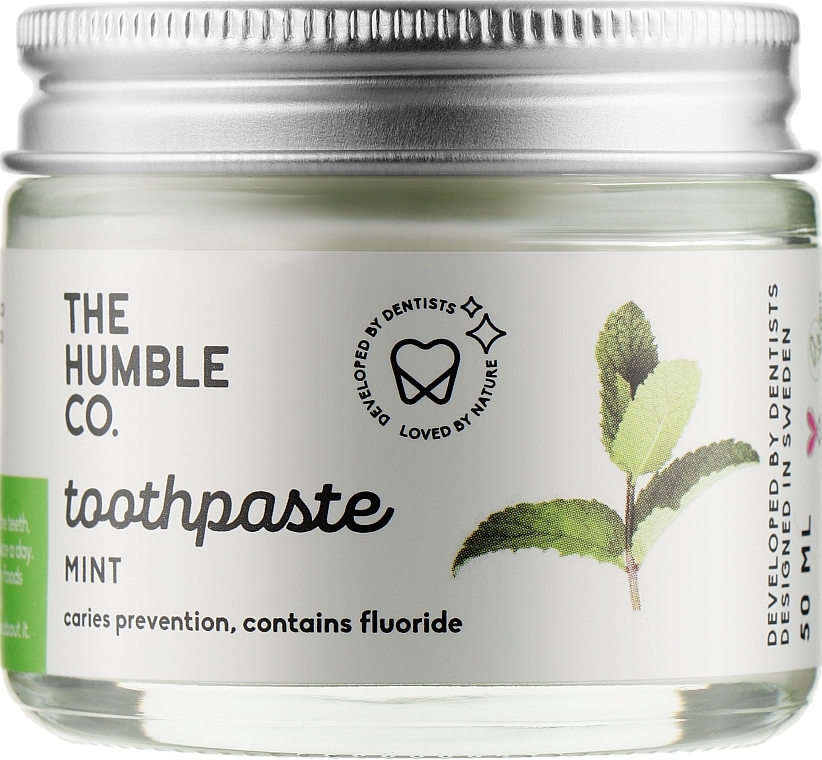 Natural Remineralizing Toothpaste in Glass Jar "Refreshing Mint" - The Humble Co. Mint Toothpaste — photo N1