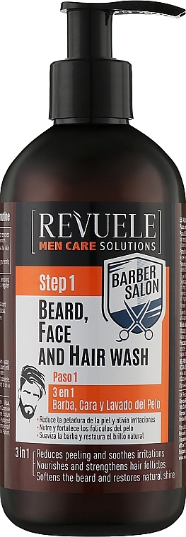 Hair, Face & Body Wash Gel - Revuele Men Care Barber Salon 3in1 Beard, Face & Hair Wash — photo N1