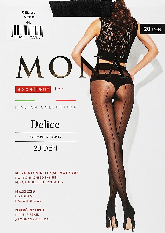 Women Tights "Delice" 20 Den, nero - MONA — photo N1