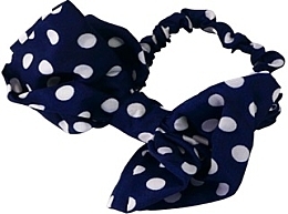 Scrunchie with Bow, dark blue and white polka dot - Lolita Accessories — photo N1