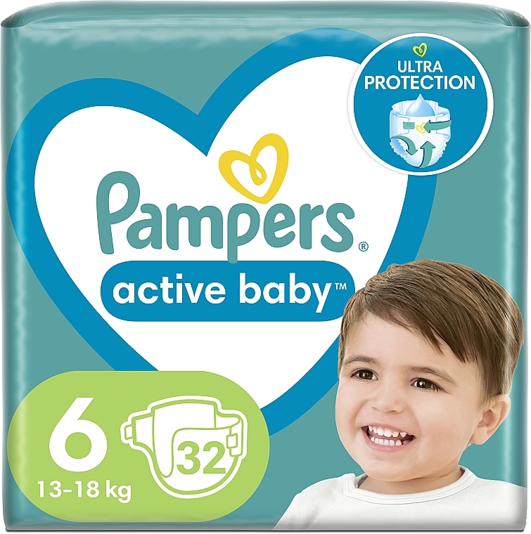 Active Baby 6 Diapers, 13-18 kg, 32 pcs - Pampers — photo N2