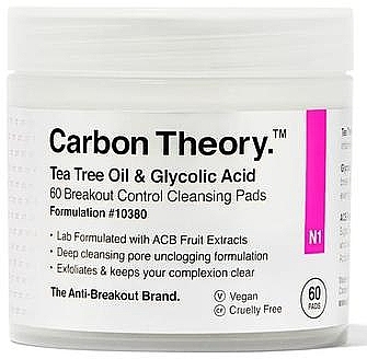 Face Cleansing Wipes with Tea Tree Oil - Carbon Theory Cleansing Pads Tea Tree Oil — photo N1