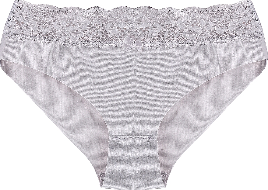 Women's Cotton Panties with Lace Insert, grey - Moraj — photo N1