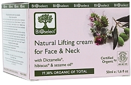 Fragrances, Perfumes, Cosmetics Face & Neck Lifting Cream with Dictamelia, Hibiscus & Sesame Oil - BIOselect Natural Lifting Cream For Face And Neck