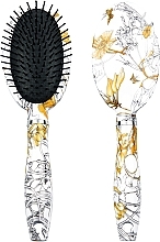 Oval Massage Hair Brush "Flowers & Butterflied", 10 rows - Titania — photo N1