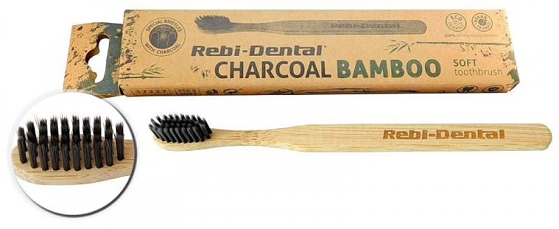Toothbrush M63, soft, bamboo - Mattes Rebi-Dental Charcoal Bamboo — photo N1