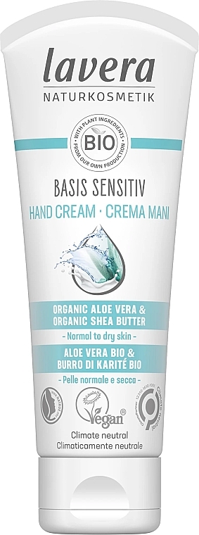 Hand Cream - Lavera Basis Sensitiv Hand Cream Organic Aloe Vera And Organic Shea — photo N2