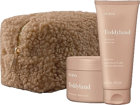 Set - Pupa Teddyland Milk And Coffee Beans (b/scrub/150ml + sh/gel/200ml + bag) — photo N1