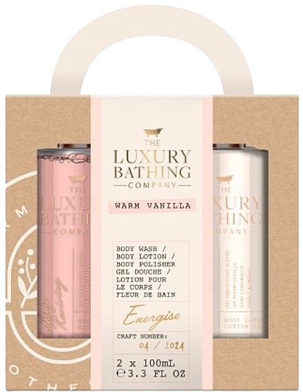 Set - Grace Cole The Luxury Bathing Warm Vanilla Energise (b/wash/100ml + b/lot/100ml + b/polisher/1pc) — photo N1