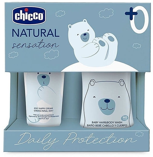 Set - Chicco Natural Sensation Daily Protection Set (b/cr/100ml + gel/wash/200ml) — photo N1