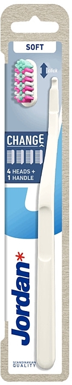Toothbrush +4 Refill Heads, soft, white - Jordan Change Soft — photo N1