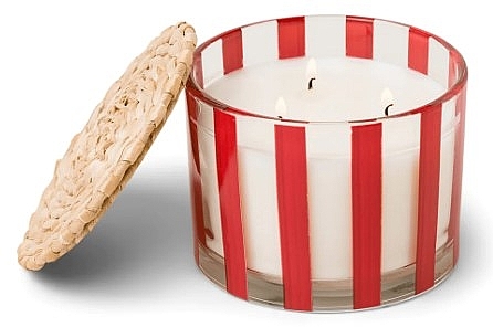 Scented Candle in Glass, 3 wicks - Paddywax Al Fresco Striped Glass Candle Rosewood Vanilla — photo N2