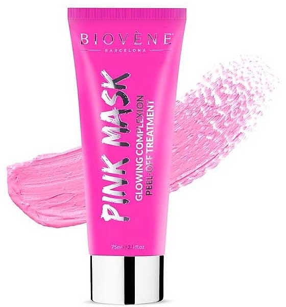 Pink Face Mask with Activated Charcoal - Biovene Pink Mask Glowing Complexion Peel-Off Treatment — photo N2
