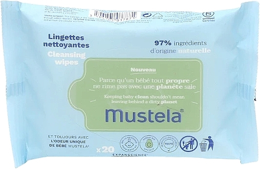 Baby Cleansing Wipes with Avocado Scent - Mustela Cleansing Wipes — photo N3