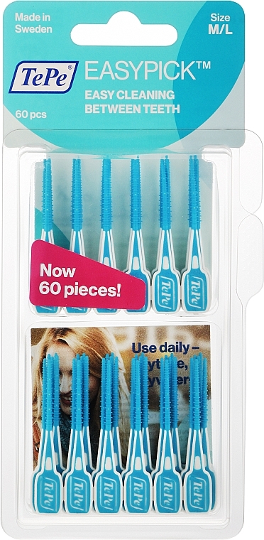 Silicone Toothpicks + Travel Case, blue, 60 pcs. - TePe TePe EasyPick M/L — photo N1