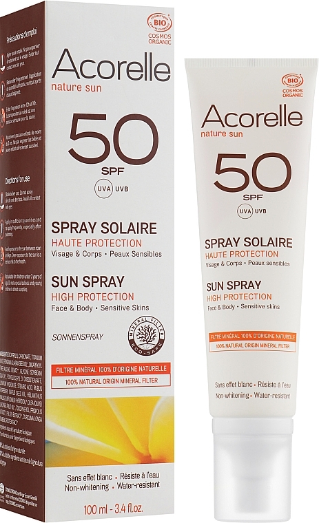 Organic Sun Spray SPF 50 - Acorelle Sun Spray High Protection Sensitive Skins — photo N2