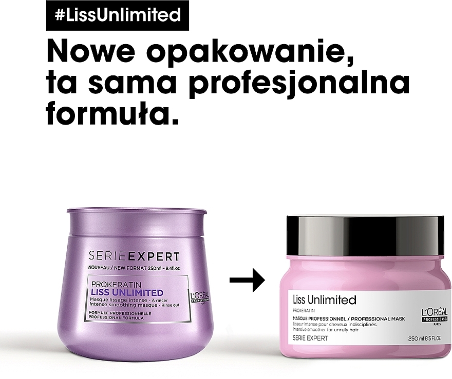 Keratin Dry & Unruly Hair Mask - L'oreal Professionnel Liss Unlimited Prokeratin Masque — photo N3