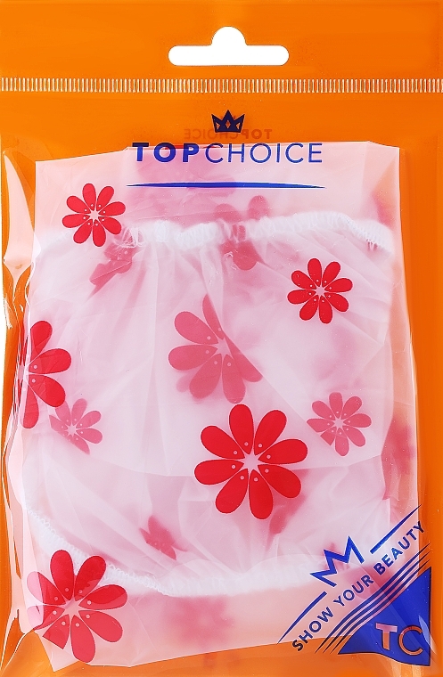 Shower Cap, 30369, transparent with red flowers - Top Choice  — photo N1