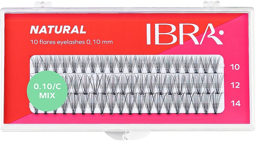 Individual Lashes, C Mix - Ibra 10 Flares Eyelash Knot Free Naturals C Mix — photo N1