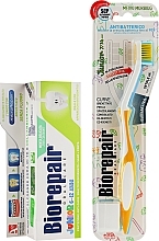 Fragrances, Perfumes, Cosmetics Set 'Junior', yellow - Bioreparant (toothpaste/75ml + toothbrush/1pc) 