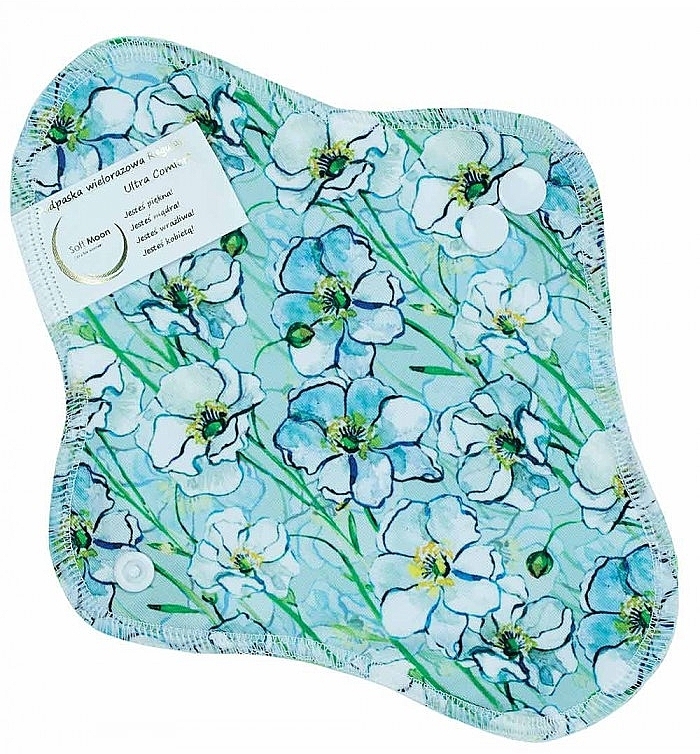 Reusable Cotton Daily Liner, green peony - Soft Moon Ultra Comfort Regular — photo N1