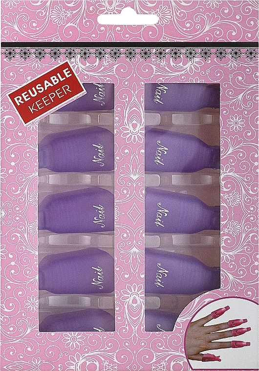 Plastic Gel Polish Remover Clips, F-03, purple - Nails Molekula — photo N1