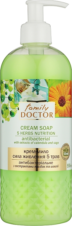 Antibacterial Cream Soap, with pump - Family Doctor — photo N1