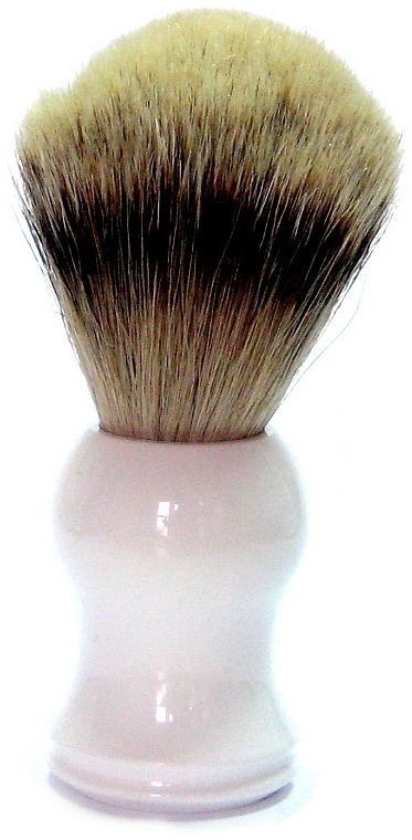 Shaving Brush with Boat Bristles, plastic, white - Golddachs Silver Tip Badger Plastic White — photo N1