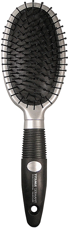 10 Row Massage Hair Brush with Rubber Handle, medium - Titania — photo N2