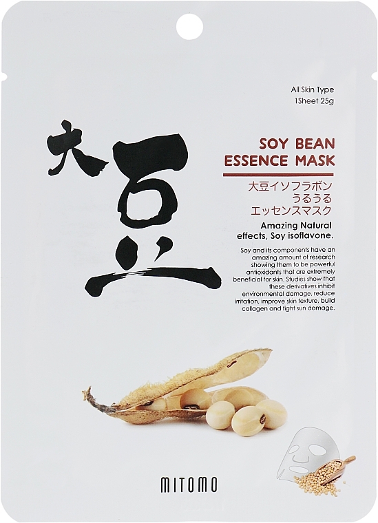Soy Bean Face Sheet Mask - Mitomo Soy Bean Essence Mask — photo N1