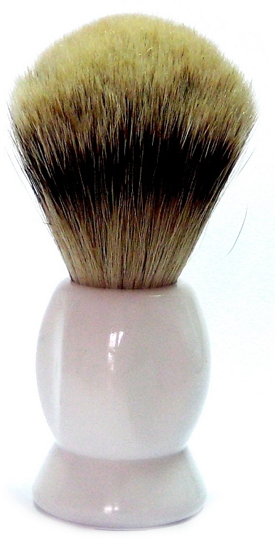 Badger Bristles Shaving Brush, white, plastic - Golddachs Silver Tip Badger Plastic White — photo N4