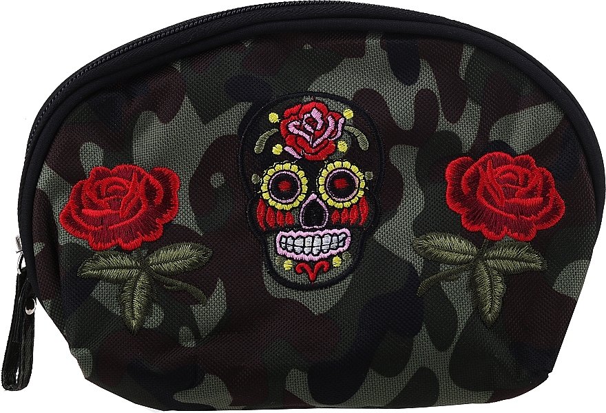 Makeup Bag "Camouflage", 95870, rose & skull - Top Choice — photo N1